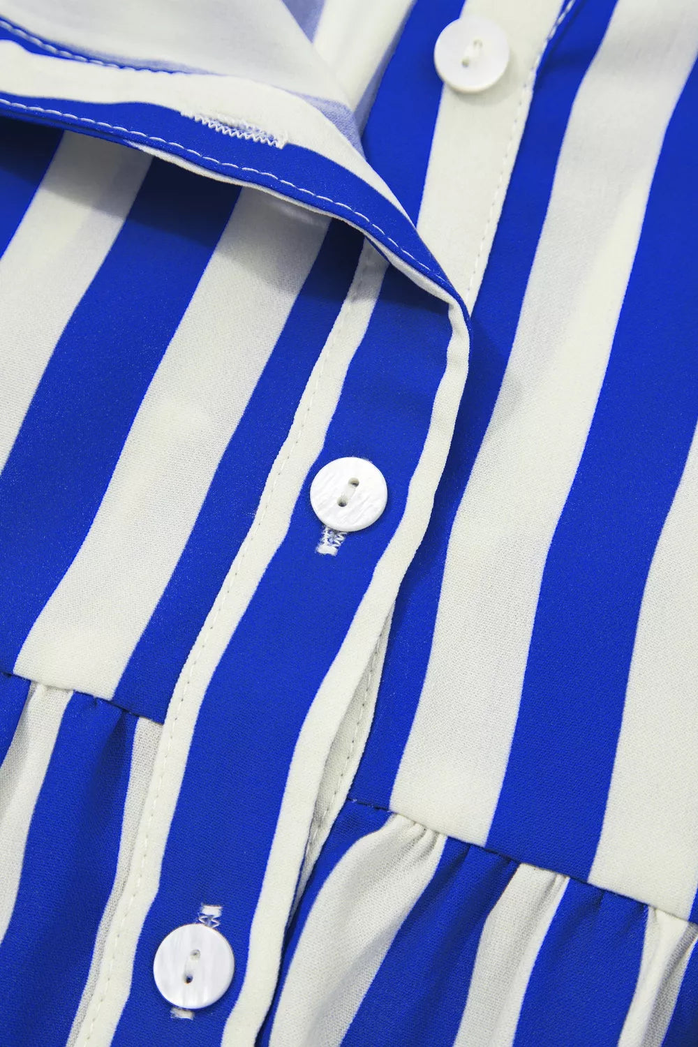 Stripe Balloon Sleeve Loose Button Up Shirt