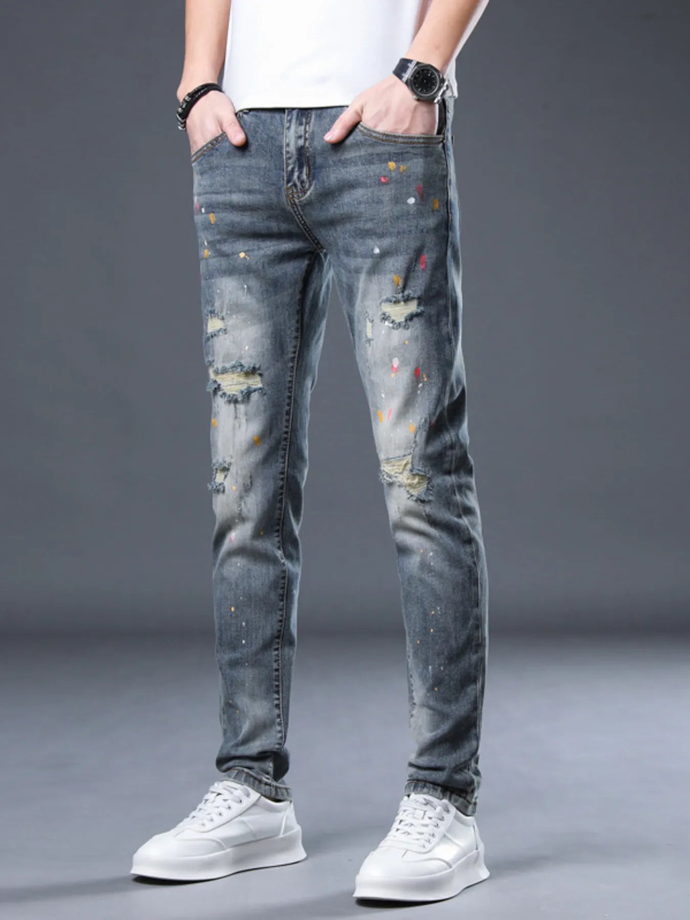 Men's Distressed Slim Fit Jeans