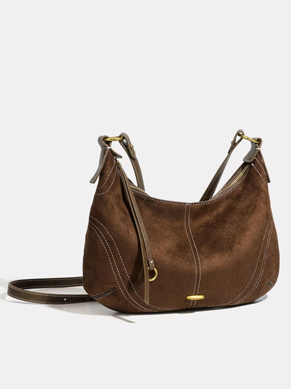 Vintage Suede Hobo Shoulder Bag