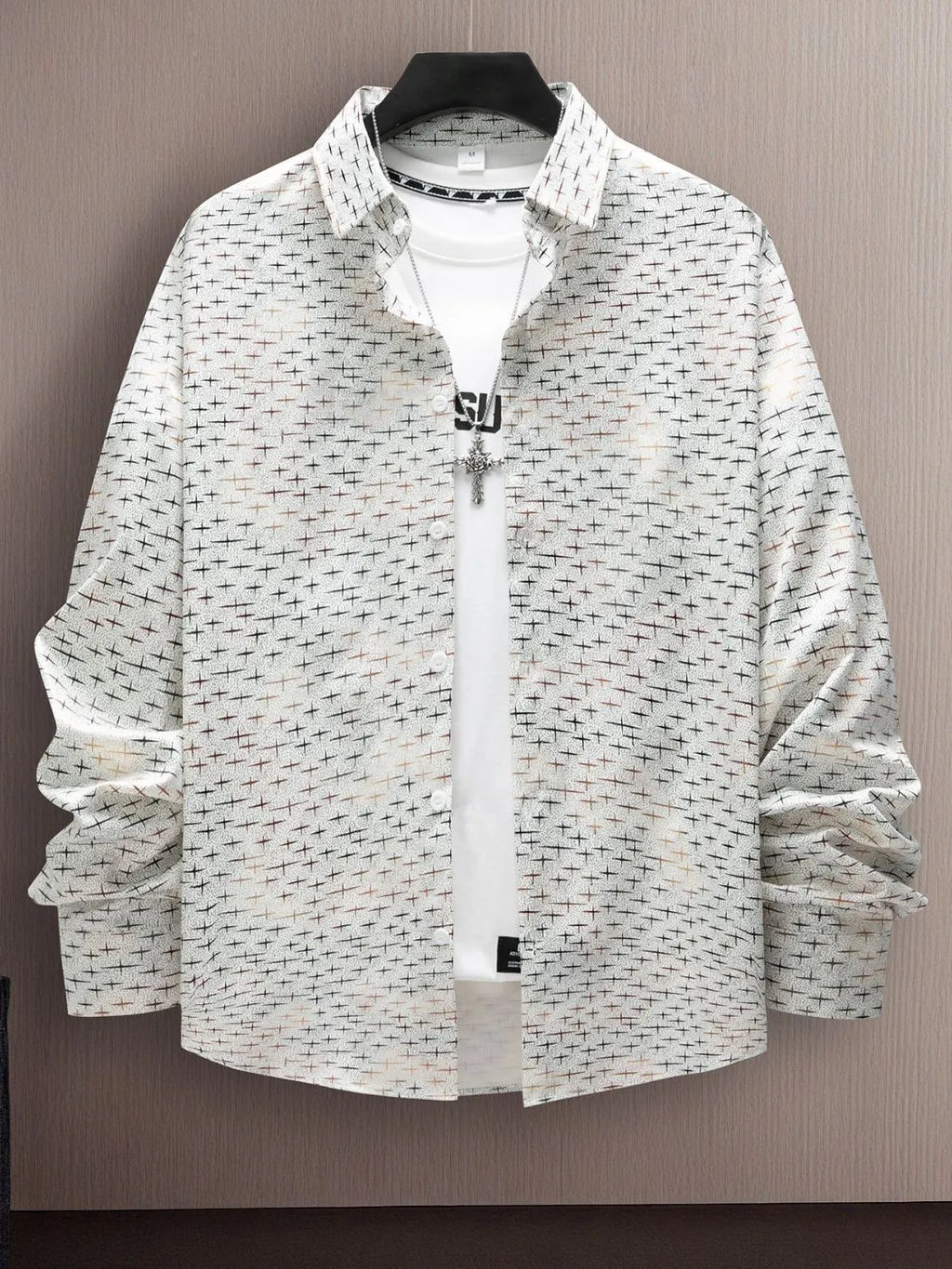 Men's Full Size Collared Neck Long Sleeve Shirt Plus Size