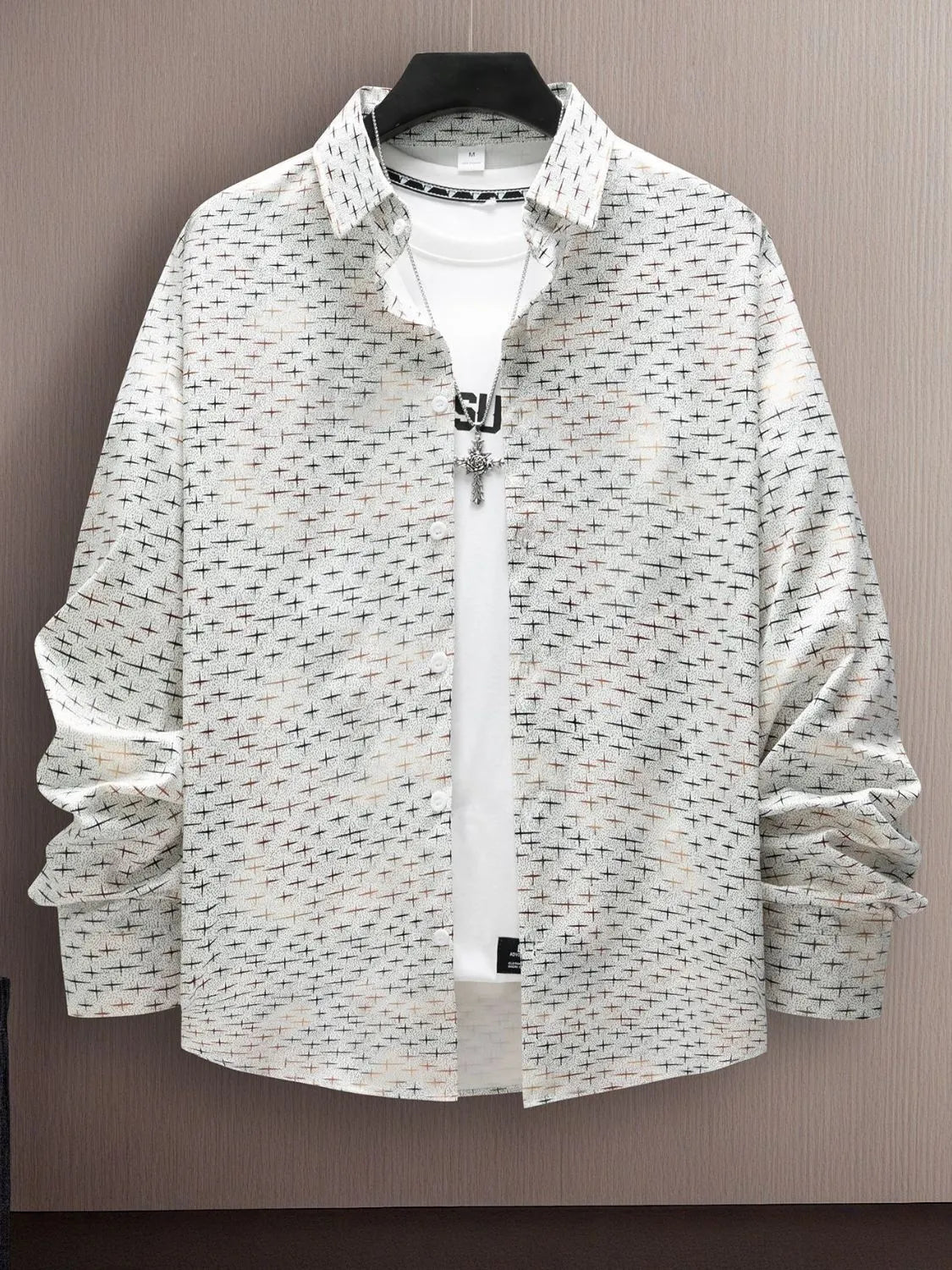 Men's Full Size Collared Neck Long Sleeve Shirt Plus Size