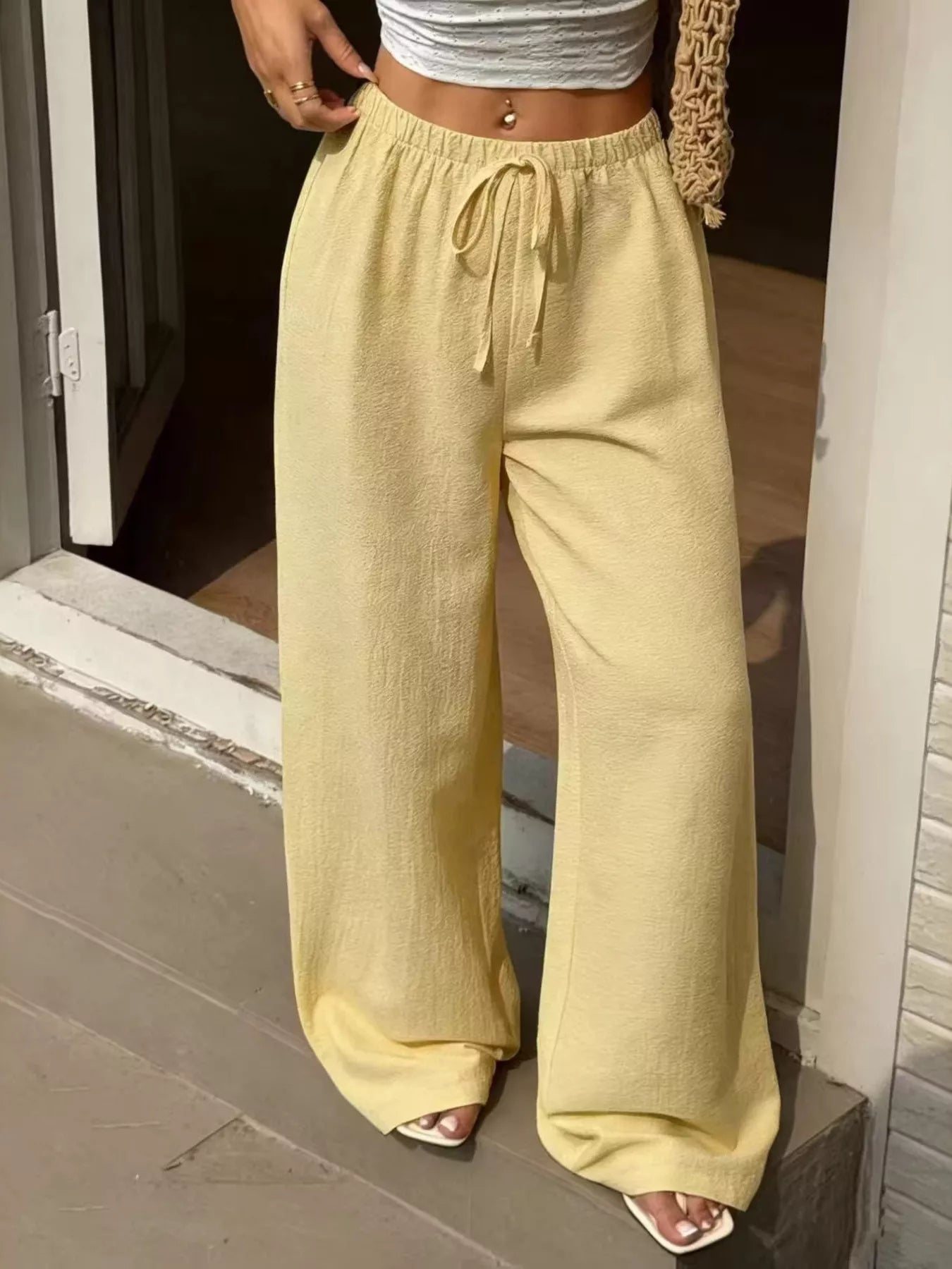 Plus Size Wide Leg Drawstring Pants