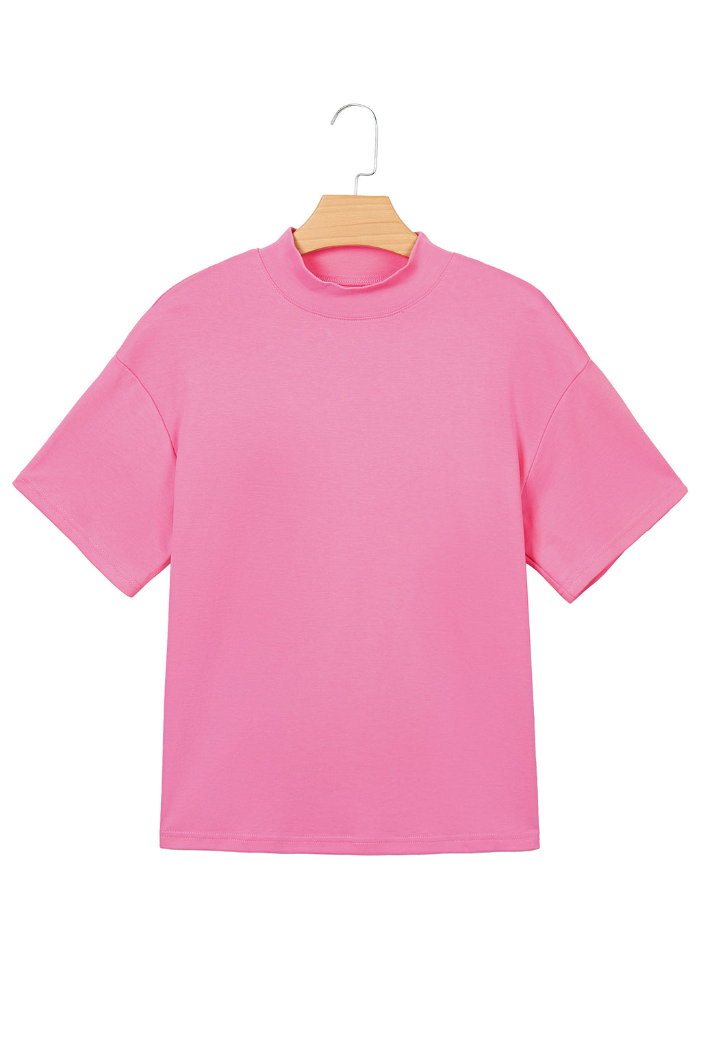 Dark Blue Solid Color High Neck Oversize Tee