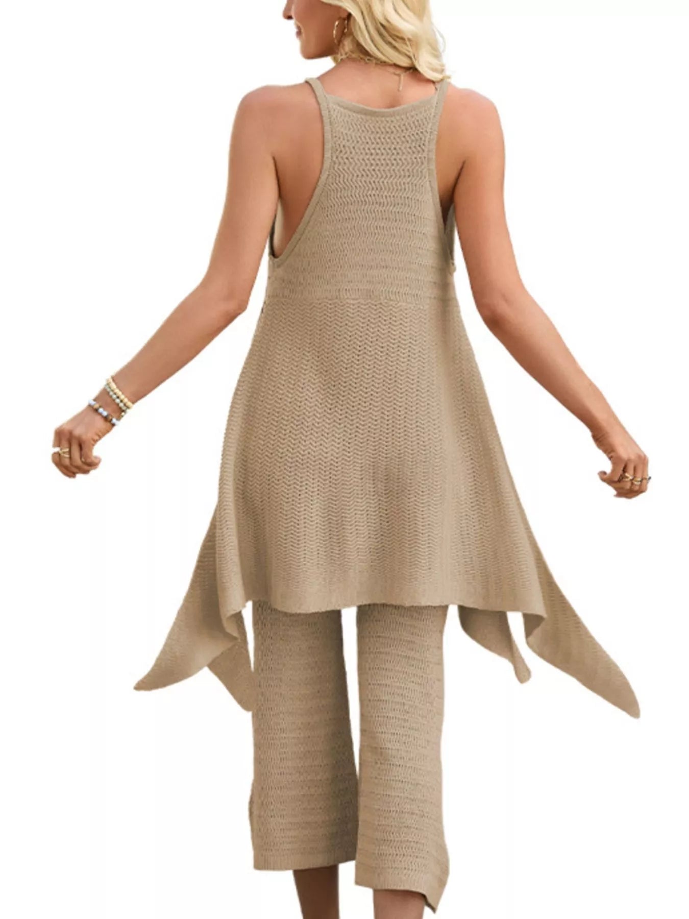 Asymmetrical Hem Top and Pants Set