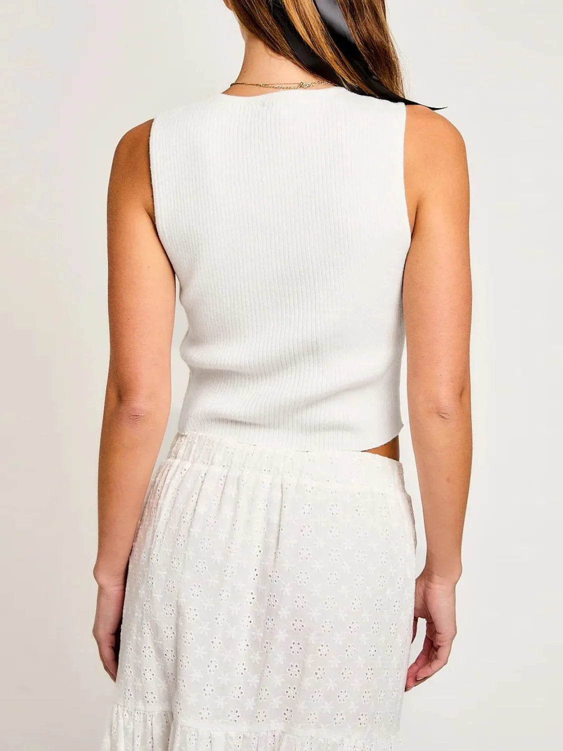 Bow Round Neck Cropped Tank