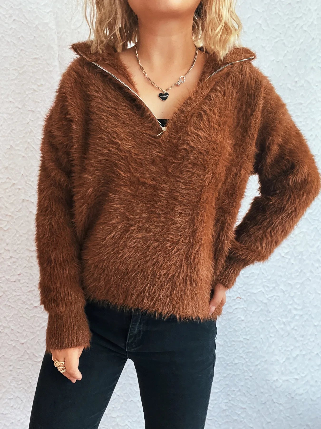 Cozy Fuzzy Half-Zip Sweater