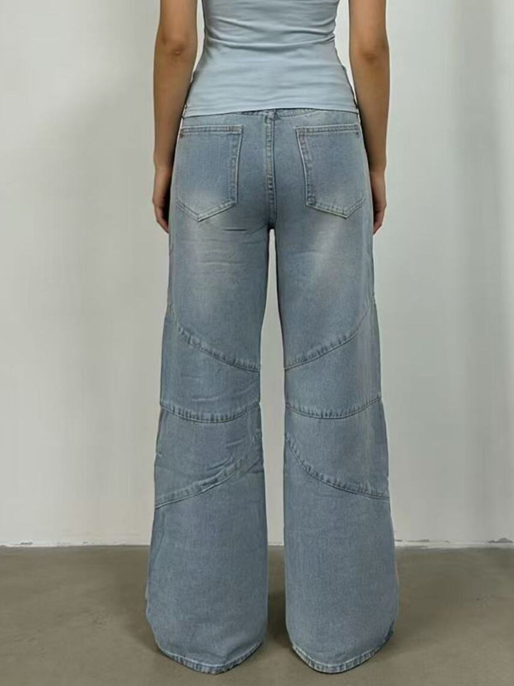 Vintage Wash Wide Leg Jeans