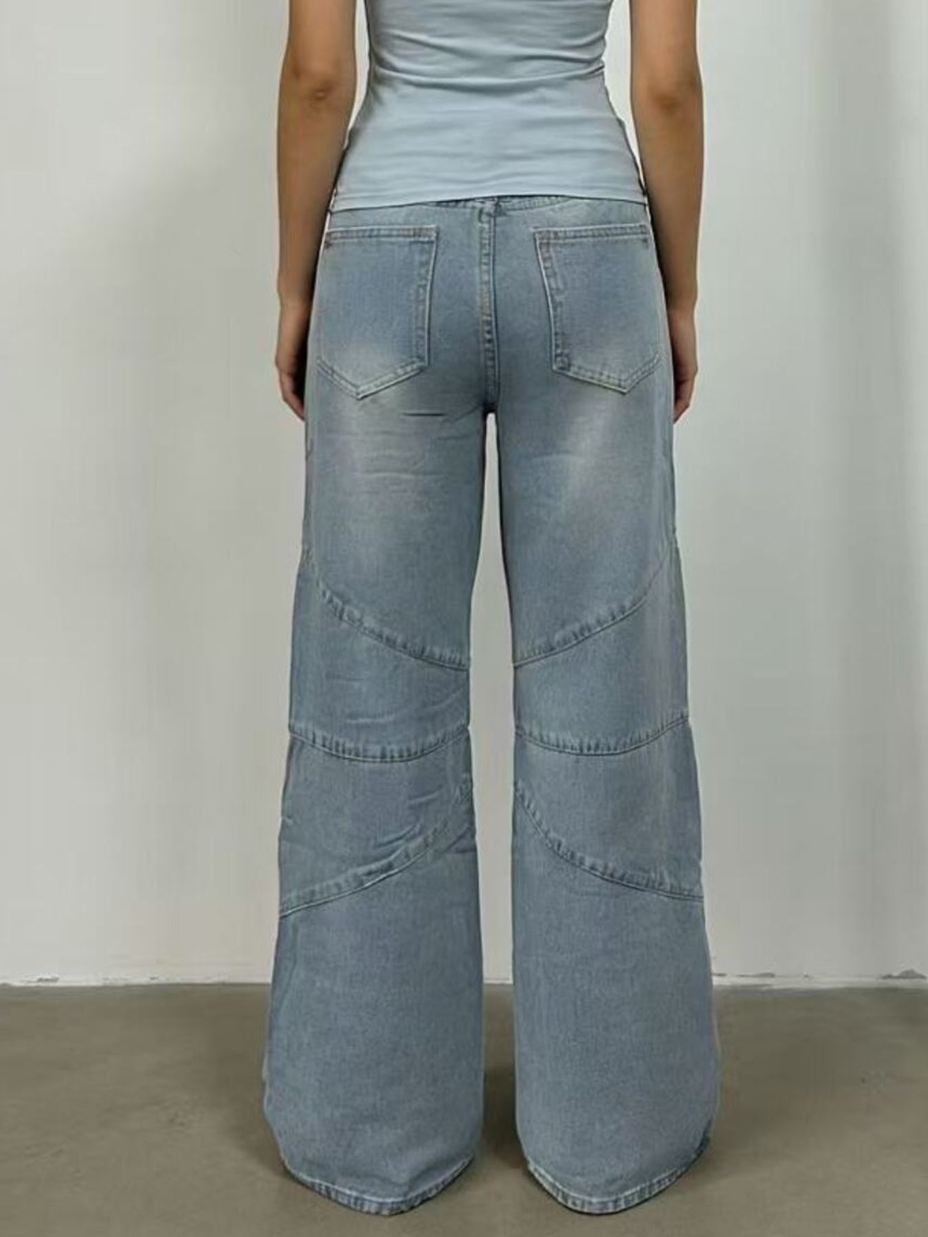 Vintage Wash Wide Leg Jeans