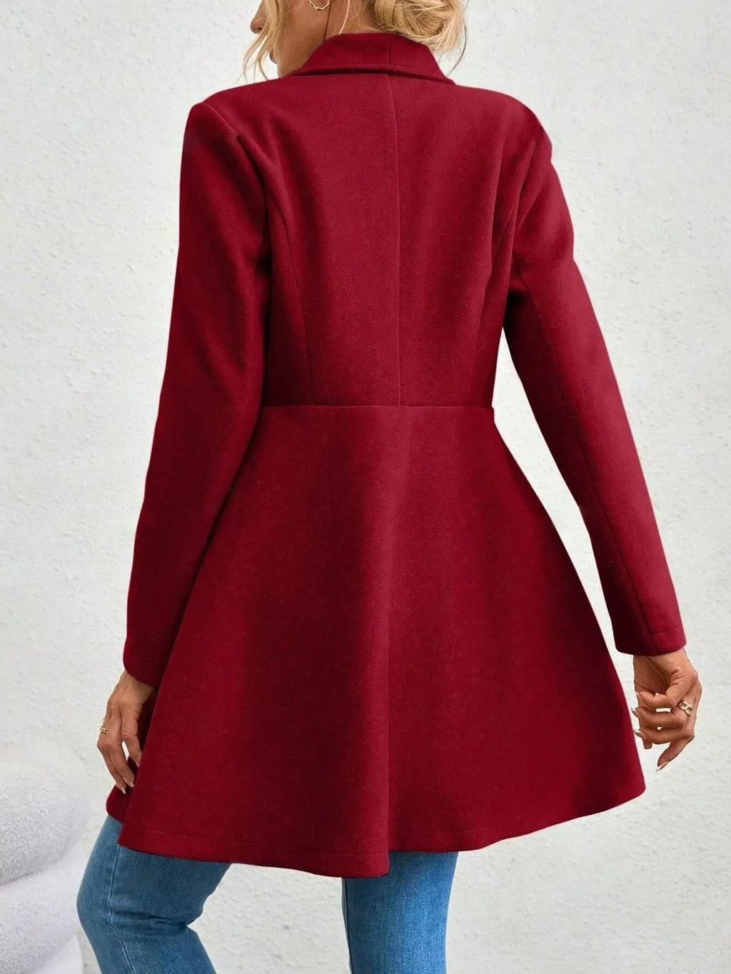 Double-Breasted Wool Blend Coat