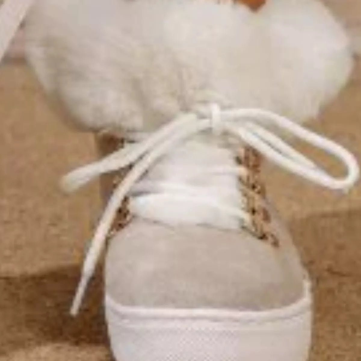Fuzzy Trim Lace-Up Ankle Boots