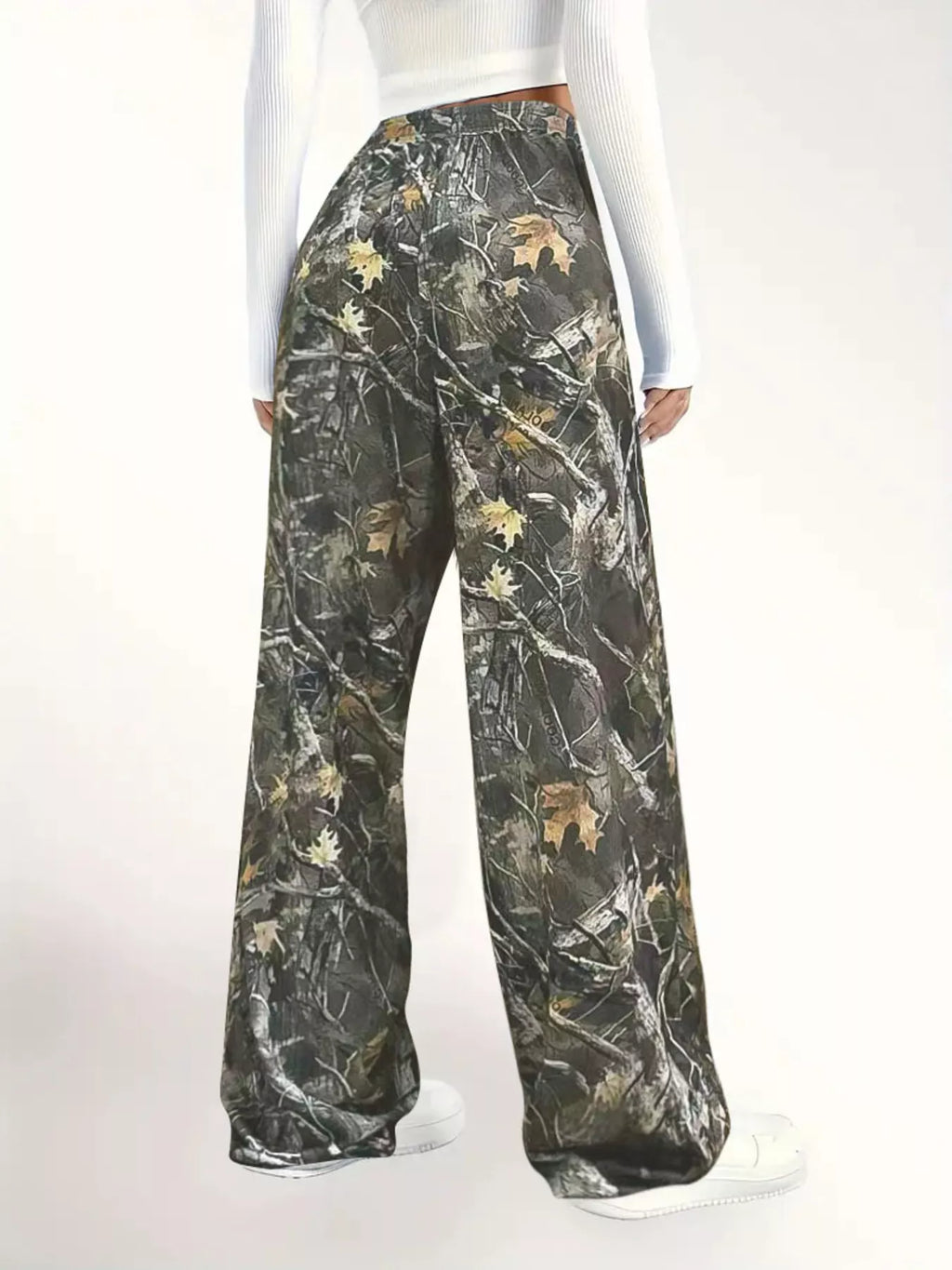 Relaxed Fit Camo Print Drawstring Waist Pants