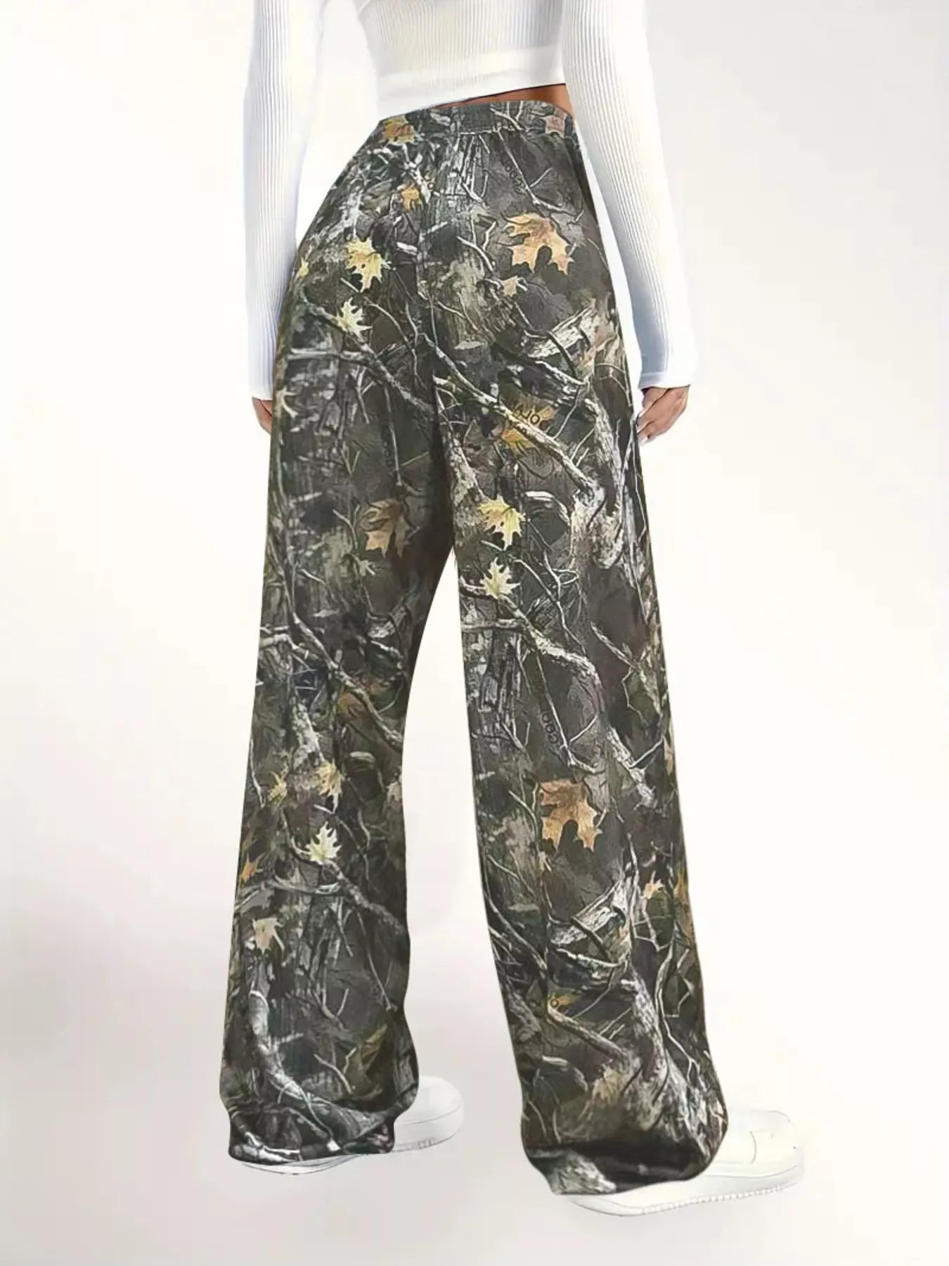 Relaxed Fit Camo Print Drawstring Waist Pants