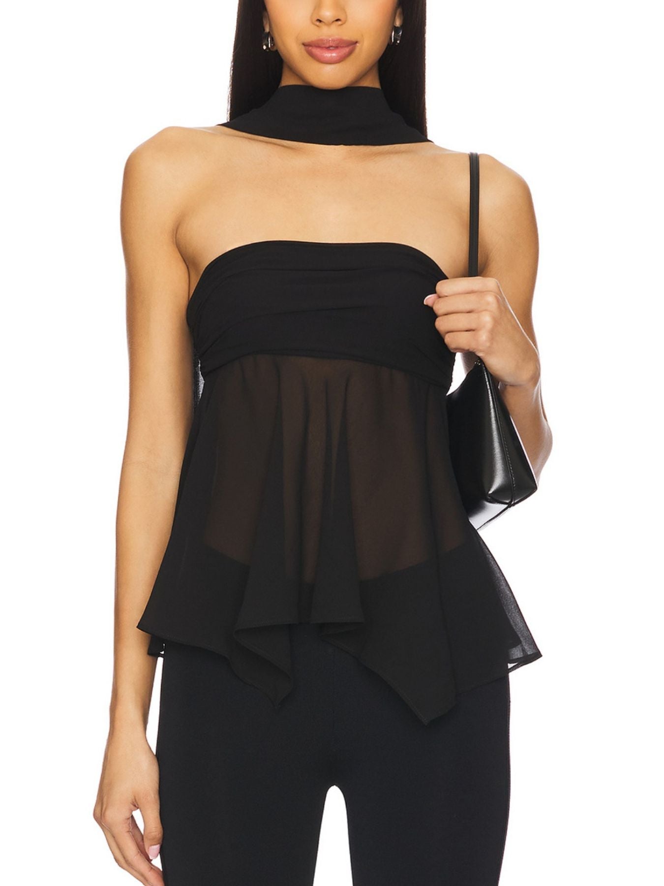 Sheer Tube Top with Scarf