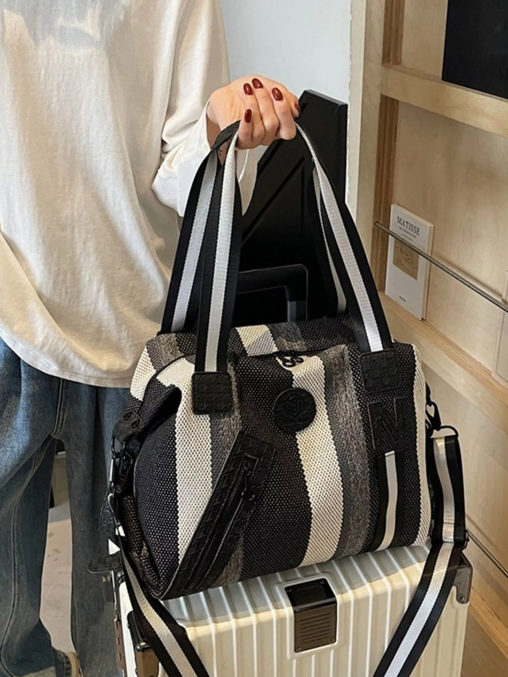 Striped Duffle Bag