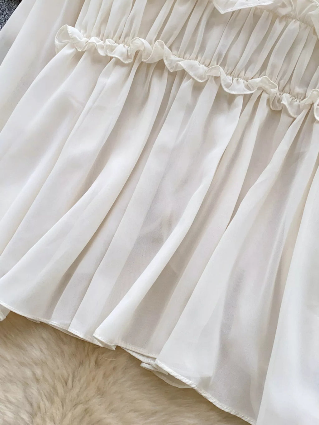 Ruffle Tie-Front Chiffon Blouse