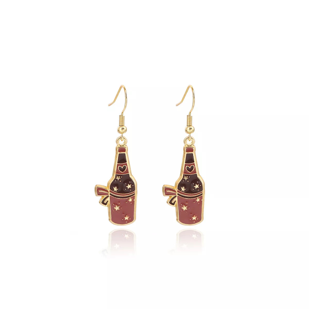 Cowboy Hat & Bottle Dangle Earrings