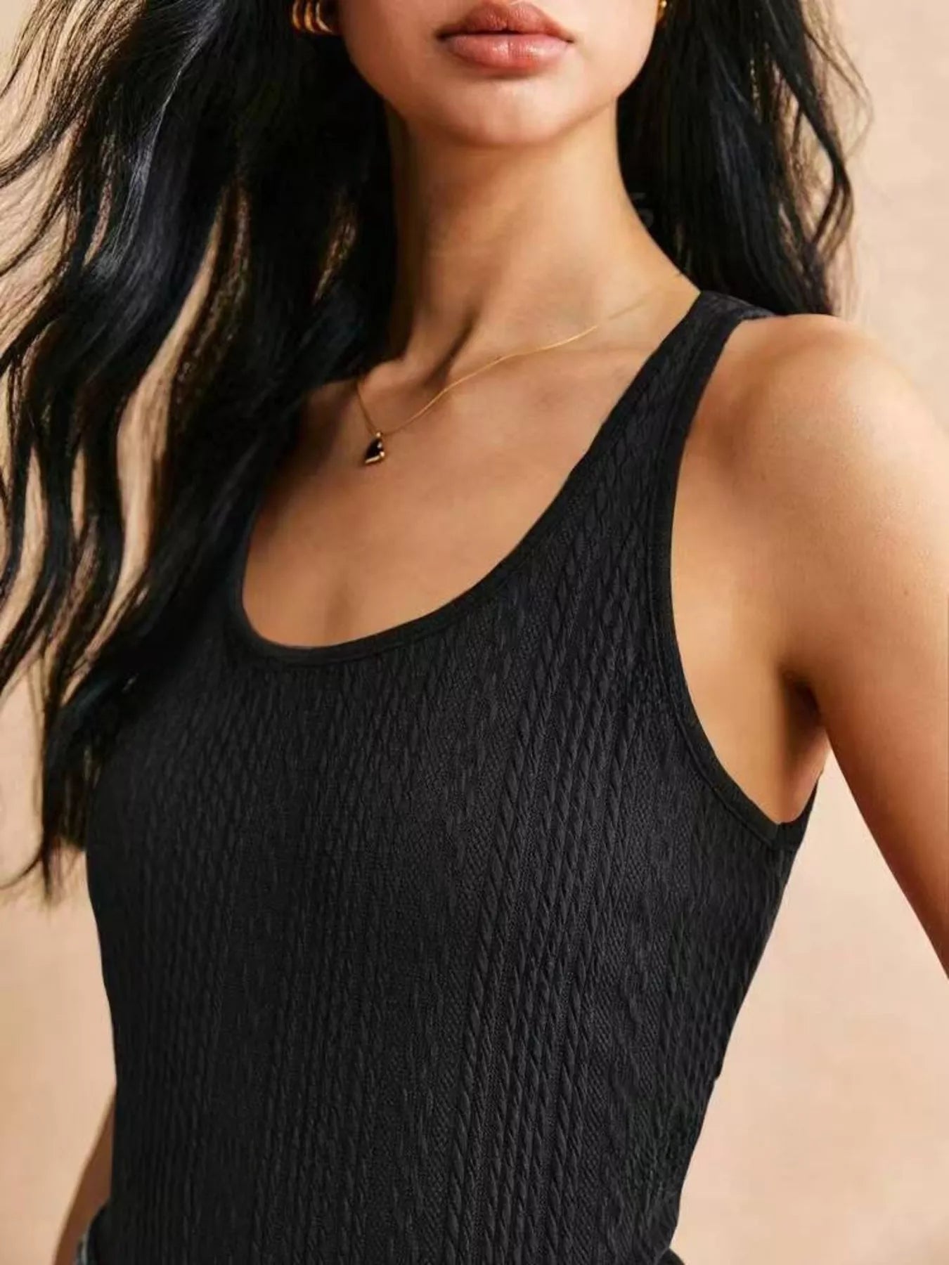 Textured Knit Scoop Neck Tank