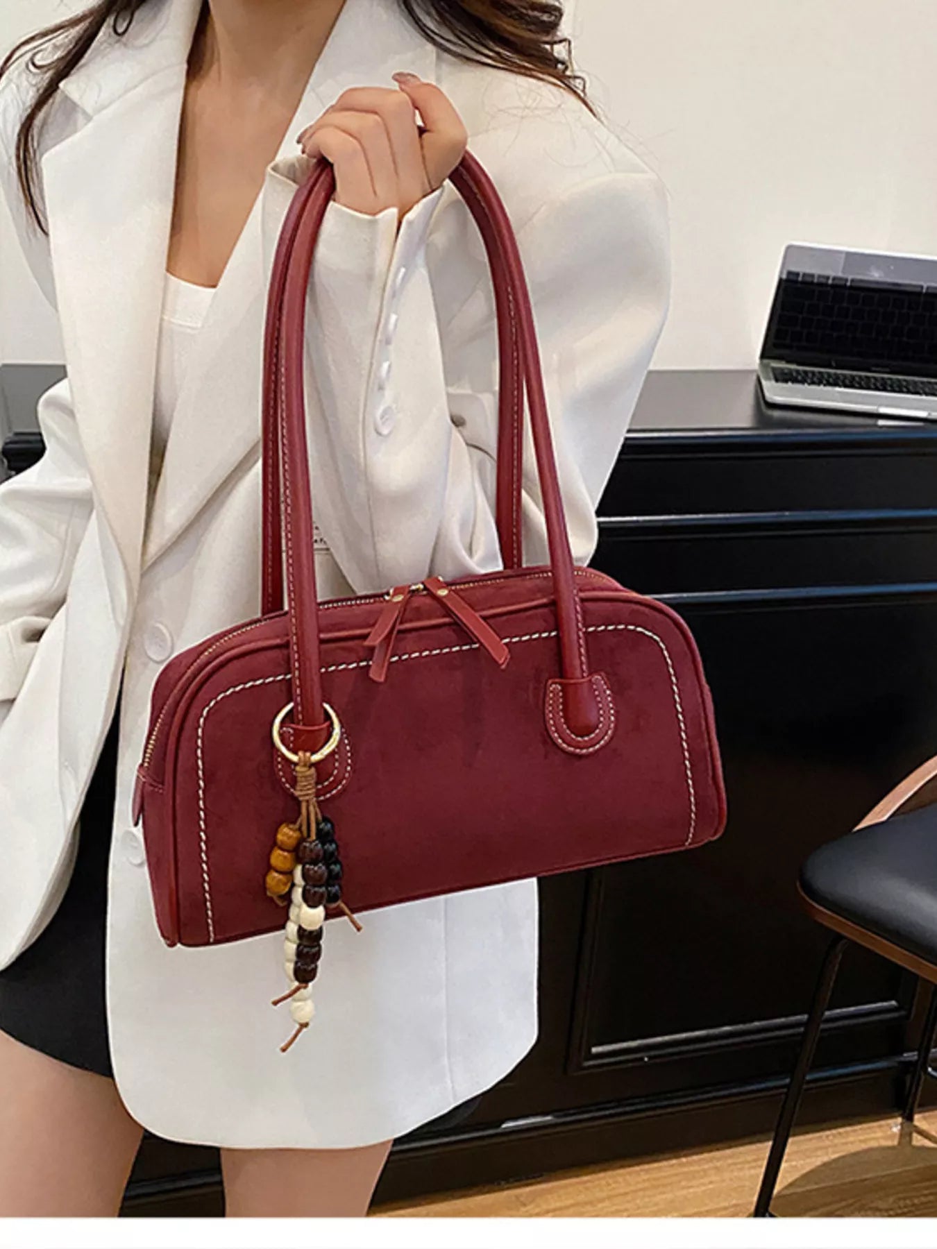 Zipper Closure Shoulder Bag