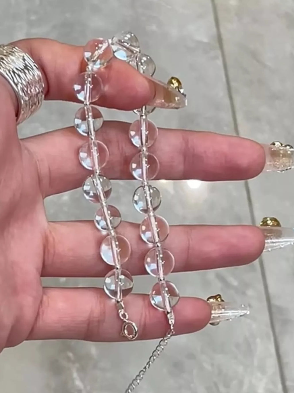 925 Sterling Silver Crystal Bead Bracelet