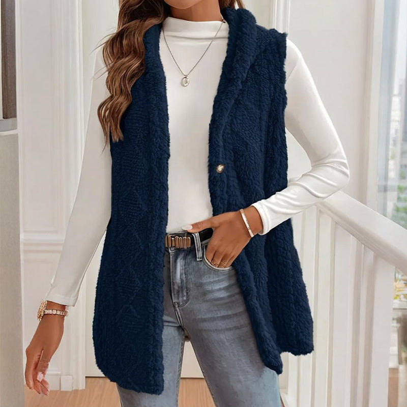 Women's Textured Sleeveless Hooded Vest