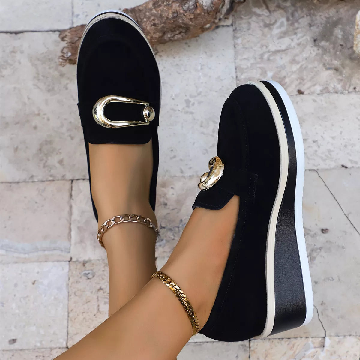 Round Toe Wedge Loafers
