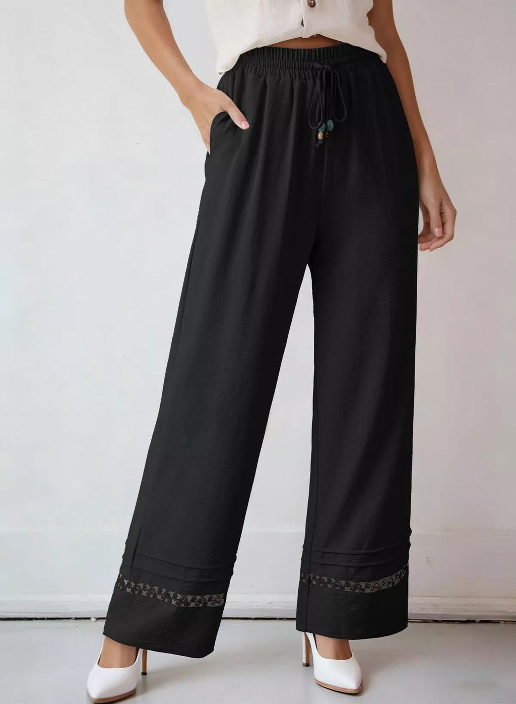 Casual Wide Leg Drawstring Pants