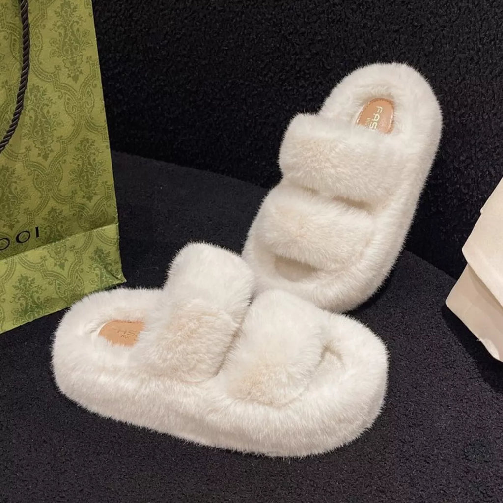 Fuzzy Open Toe Slippers