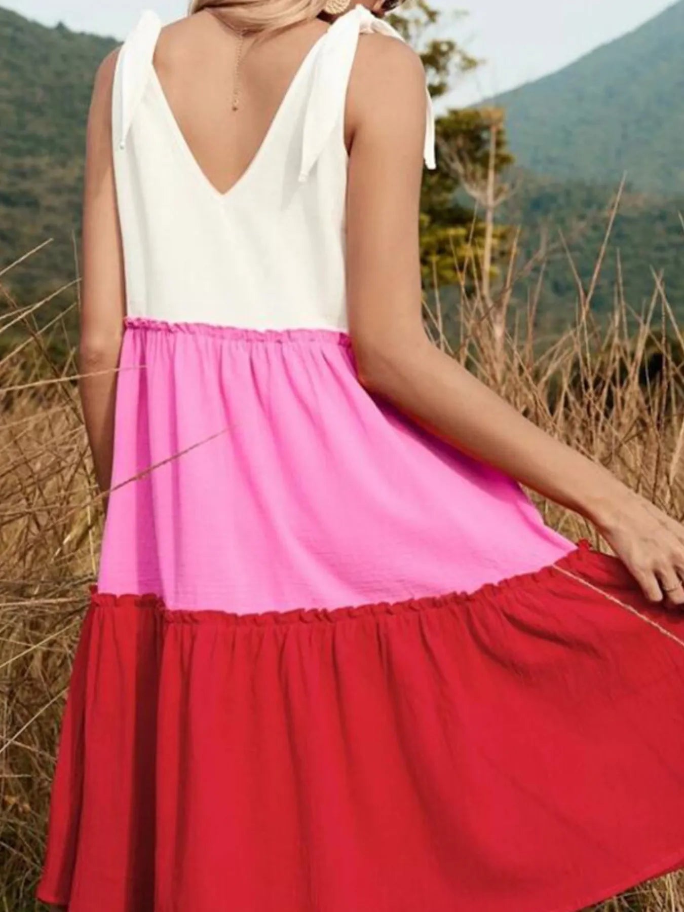 Colorblock Tiered Midi Tank Dress