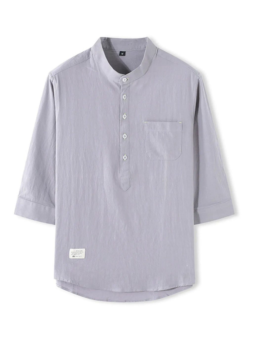 Men's Full Size Casual Mandarin Collar 3/4 Sleeve Shirt Plus Size