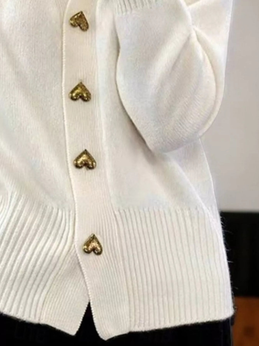 Full Size Heart-Button Knit Cardigan Plus Size