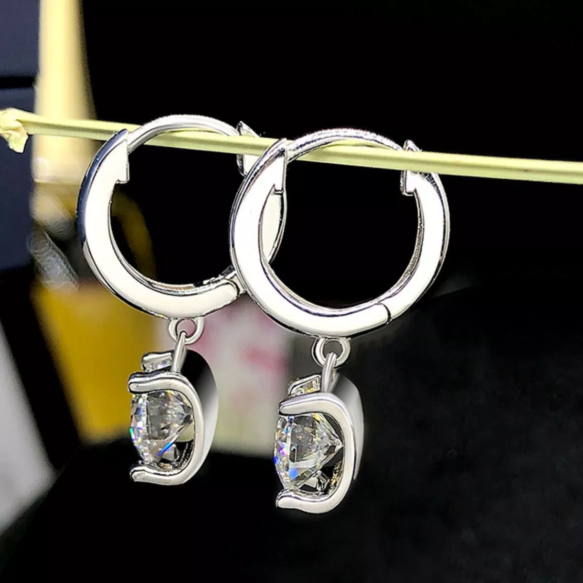 1 Carat Moissanite 925 Sterling Silver Drop Earrings
