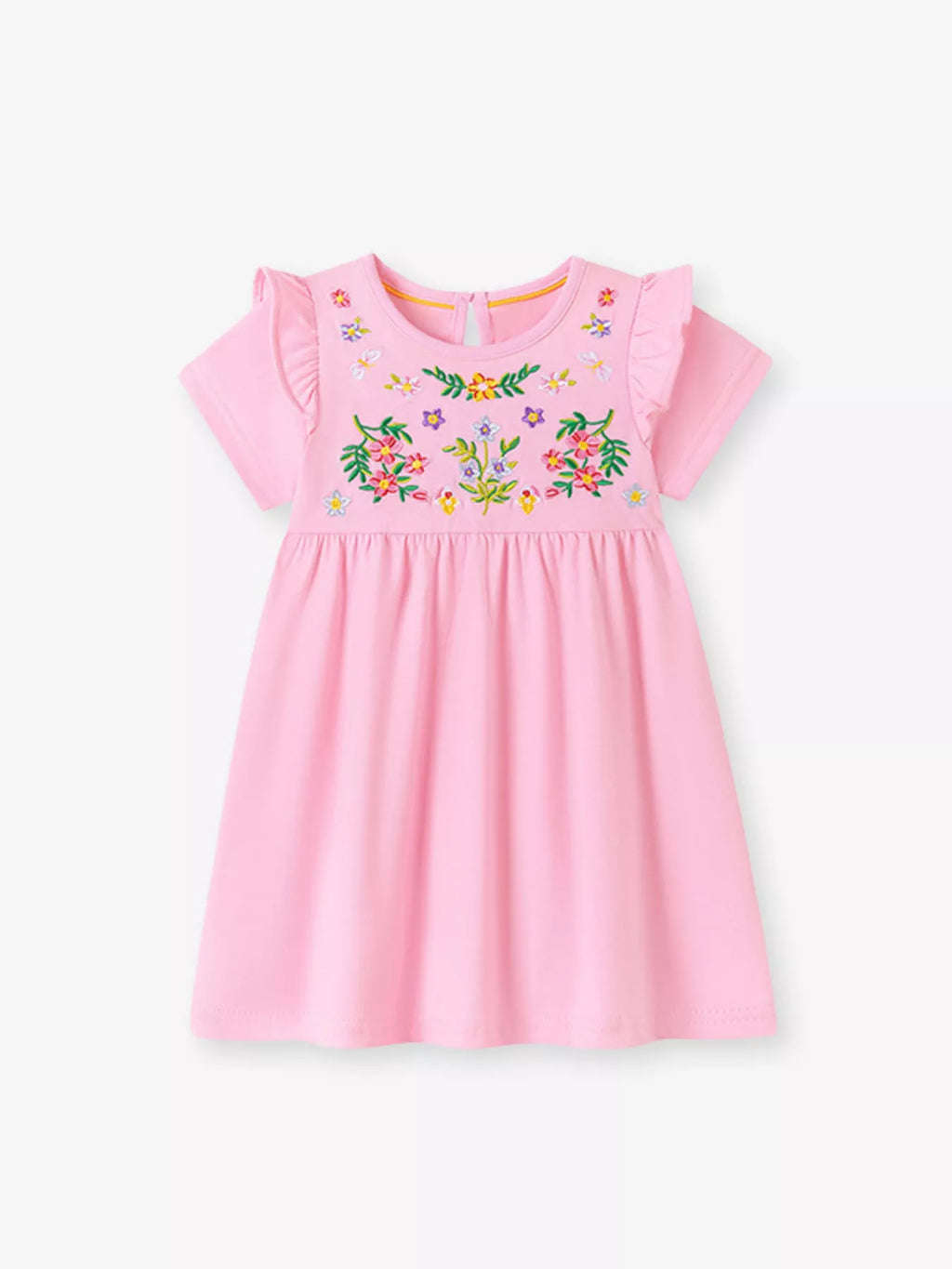Children's Floral Embroidered Ruffle Sleeve Casual Dress