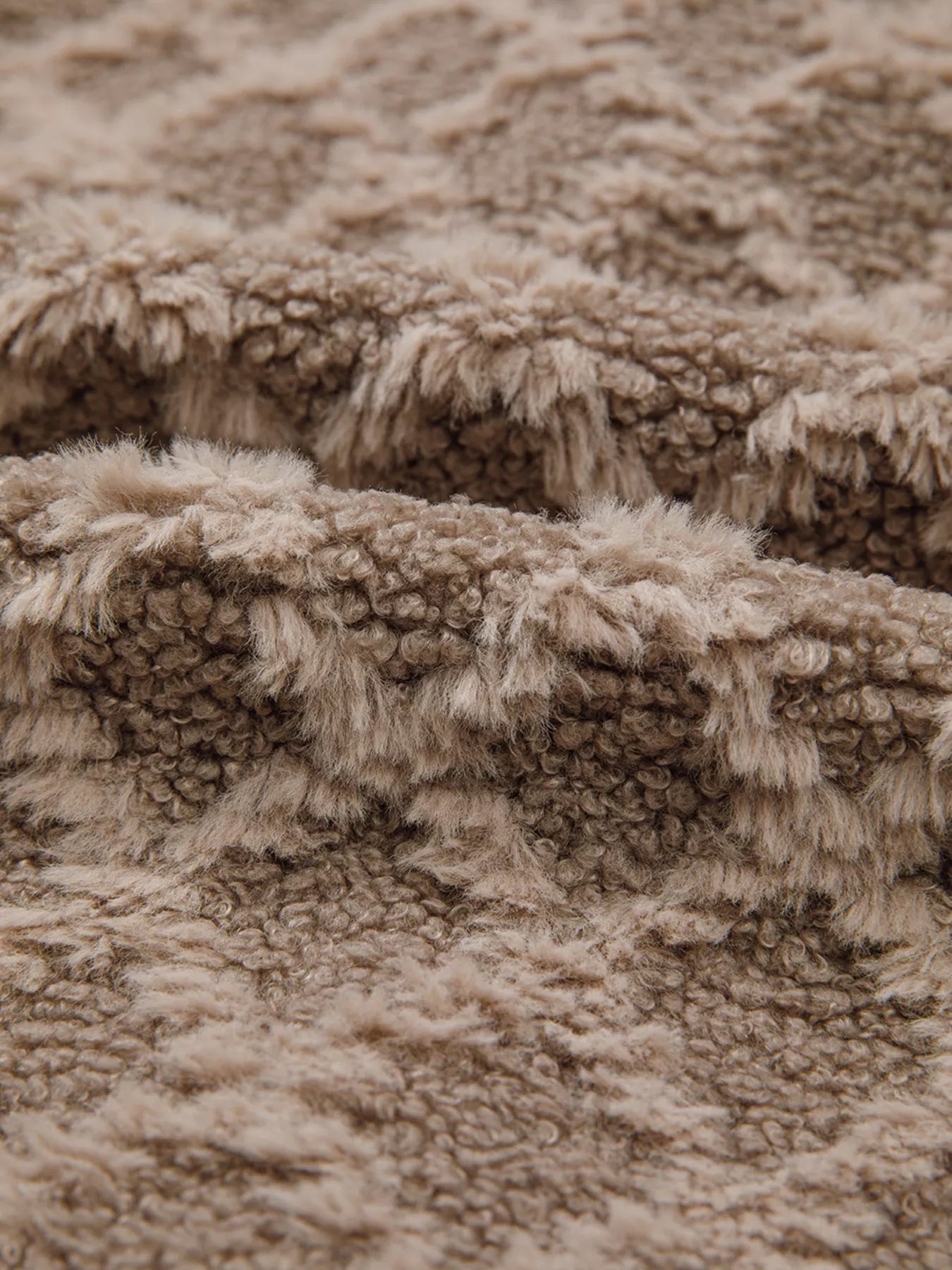Sherpa Rhombus Zip Up Side Pocket Hooded Jacket
