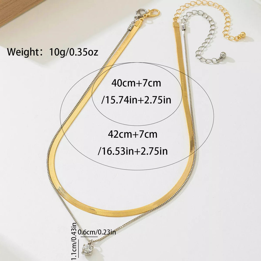 2 Piece Minimalist Design Chain Pendant Necklace