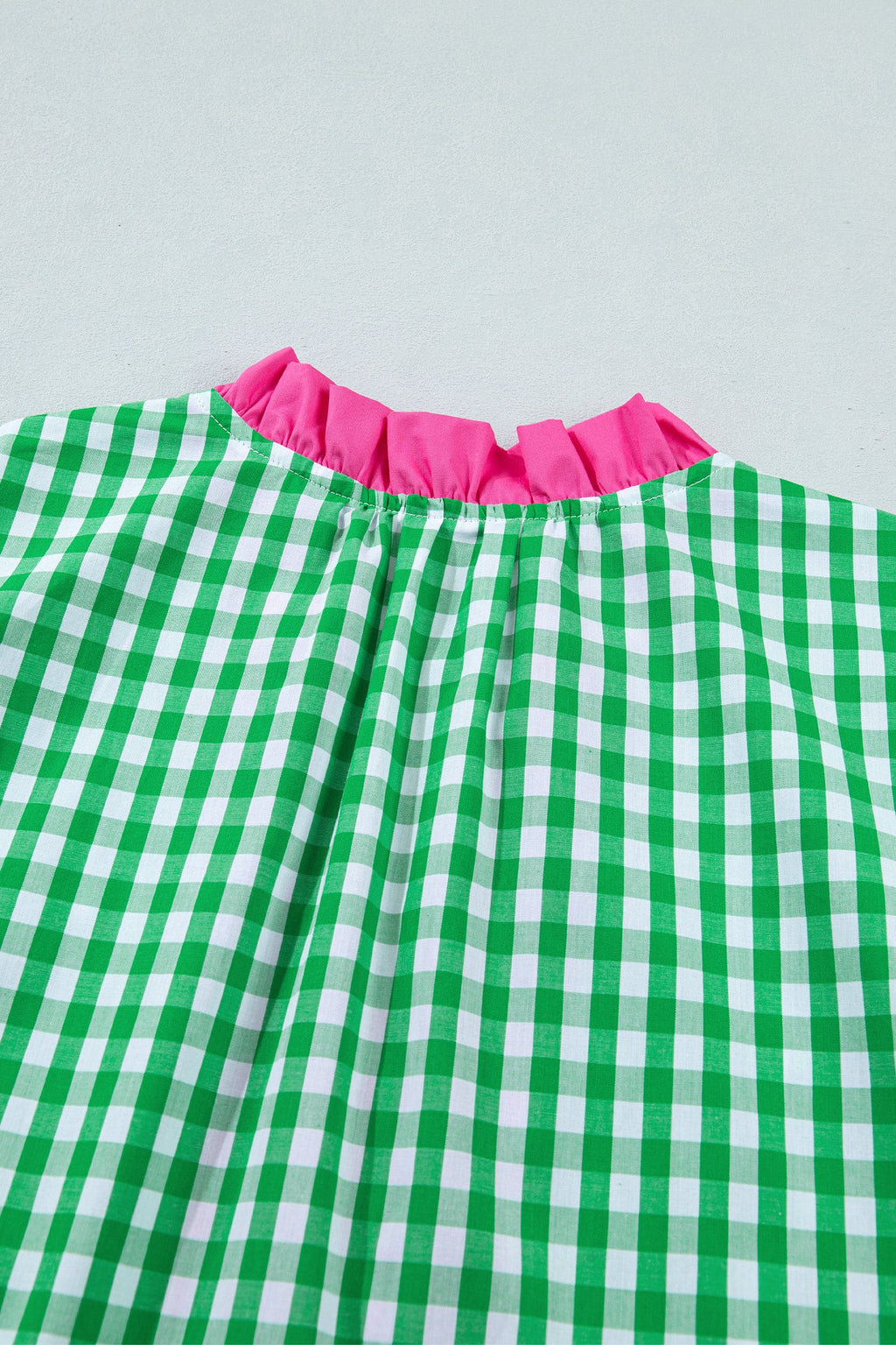 Gingham Colorblock Ruffle Sleeve Midi Dress
