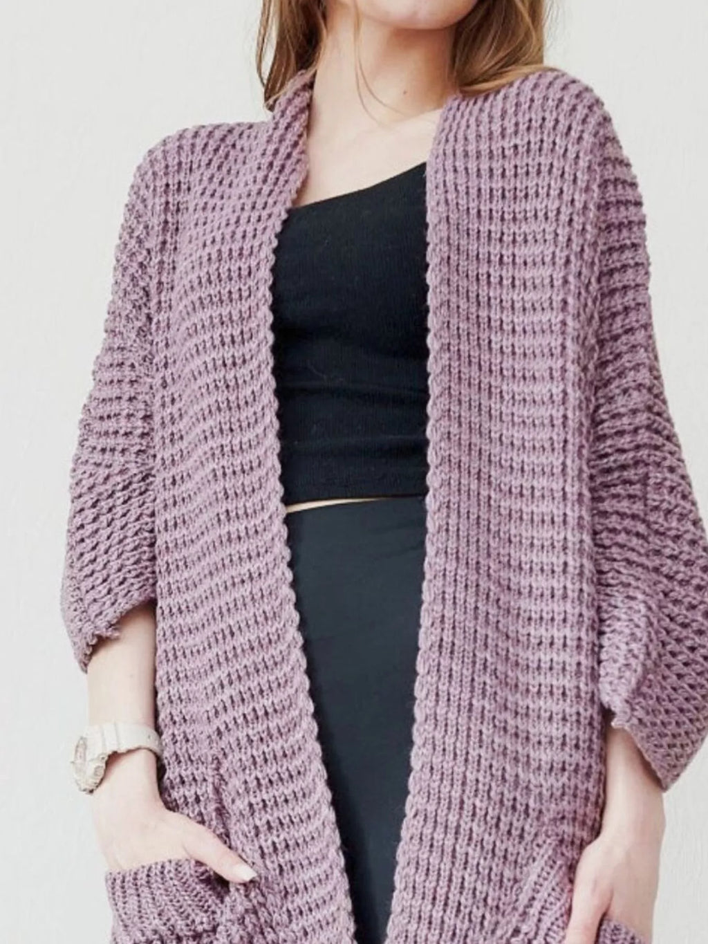 Full Size Chunky Knit Open Front Cardigan Plus Size