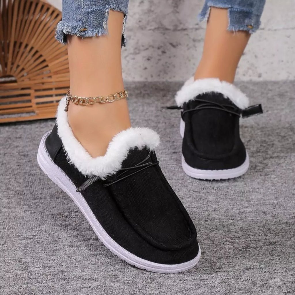 Fuzzy Lined Corduroy Slip-Ons