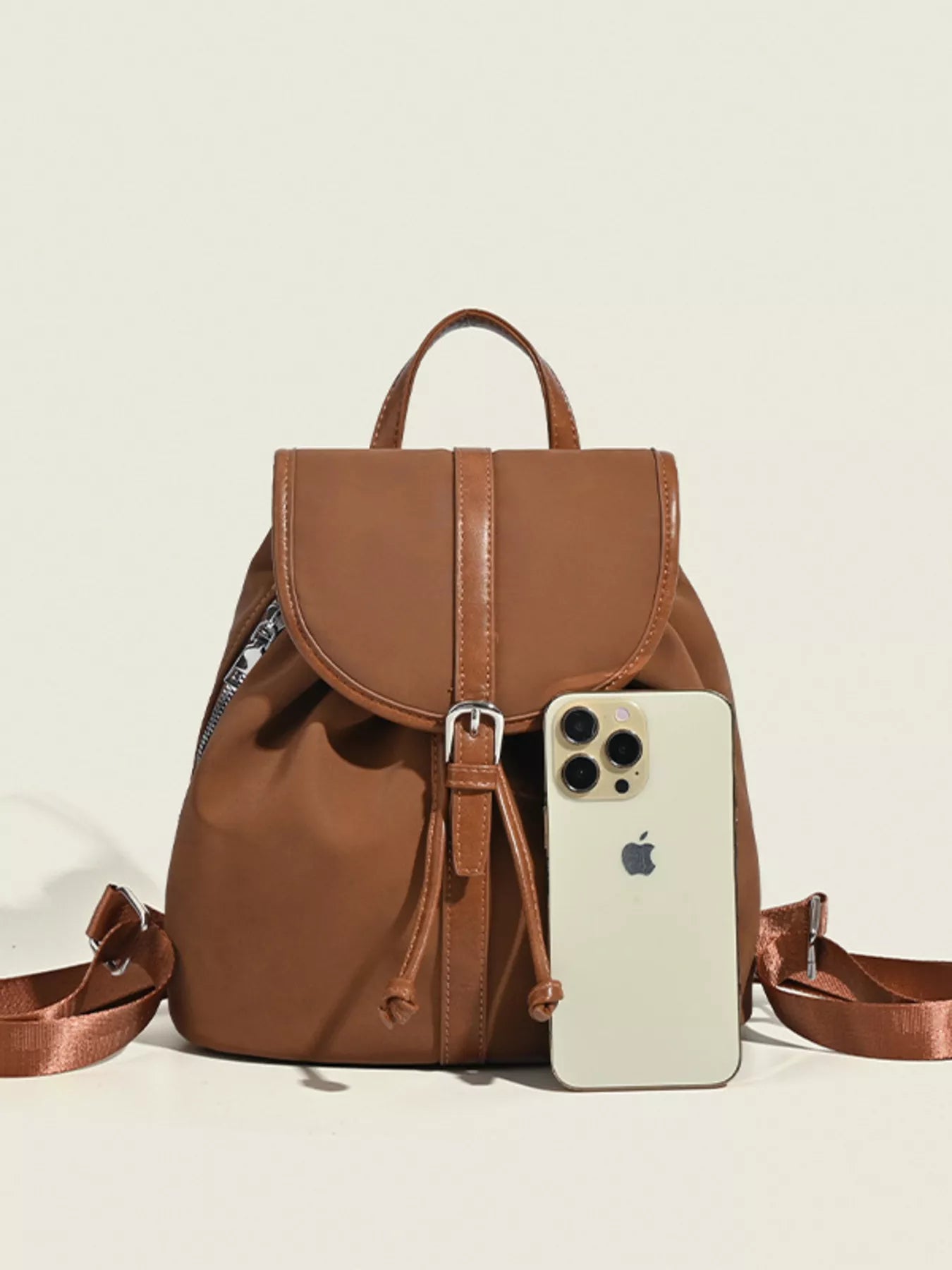 Drawstring Closure Flap Backpack Bag