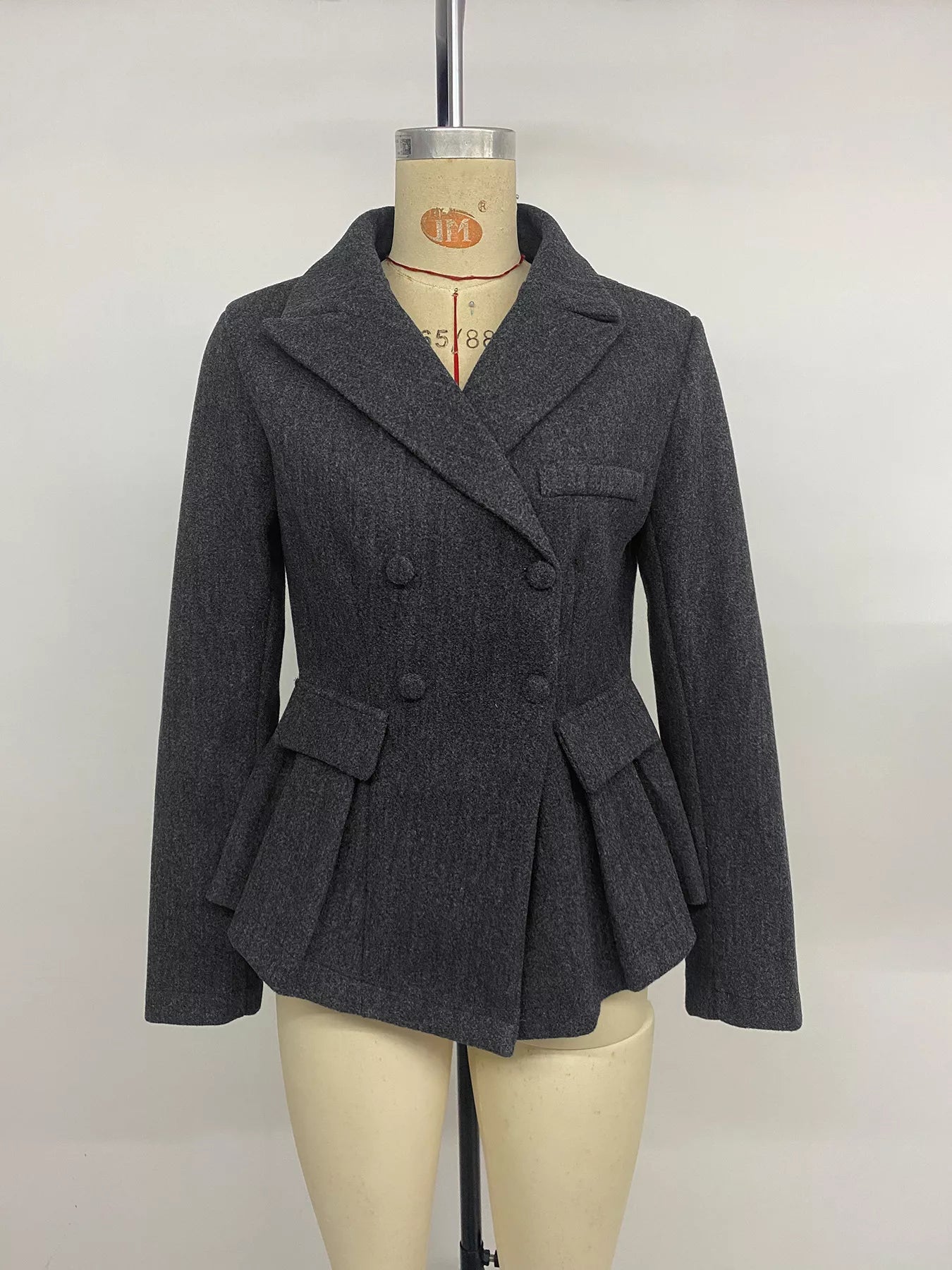 Double-Breasted Peplum Blazer