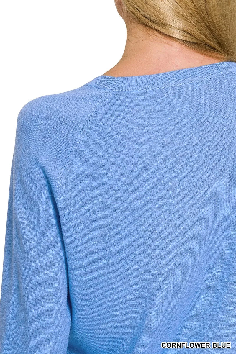 Zenana Lightweight Wool Blend Round Neck Sweater