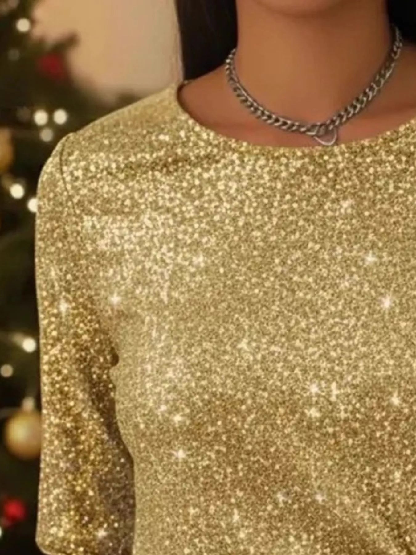 Full Size Sequin Bow-Knot Long Sleeve Top Plus Size
