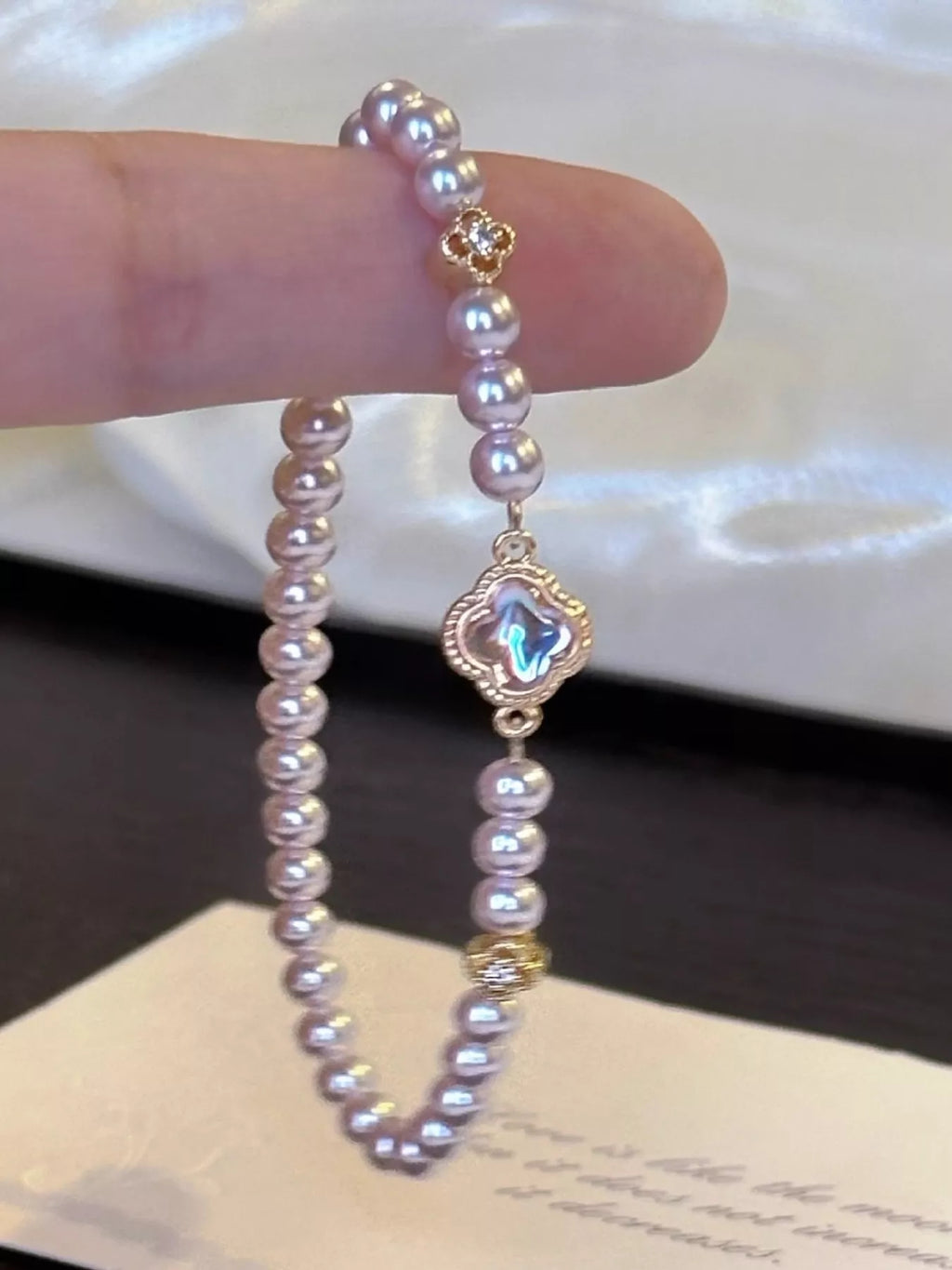 Pearl Clover Charm Bracelet