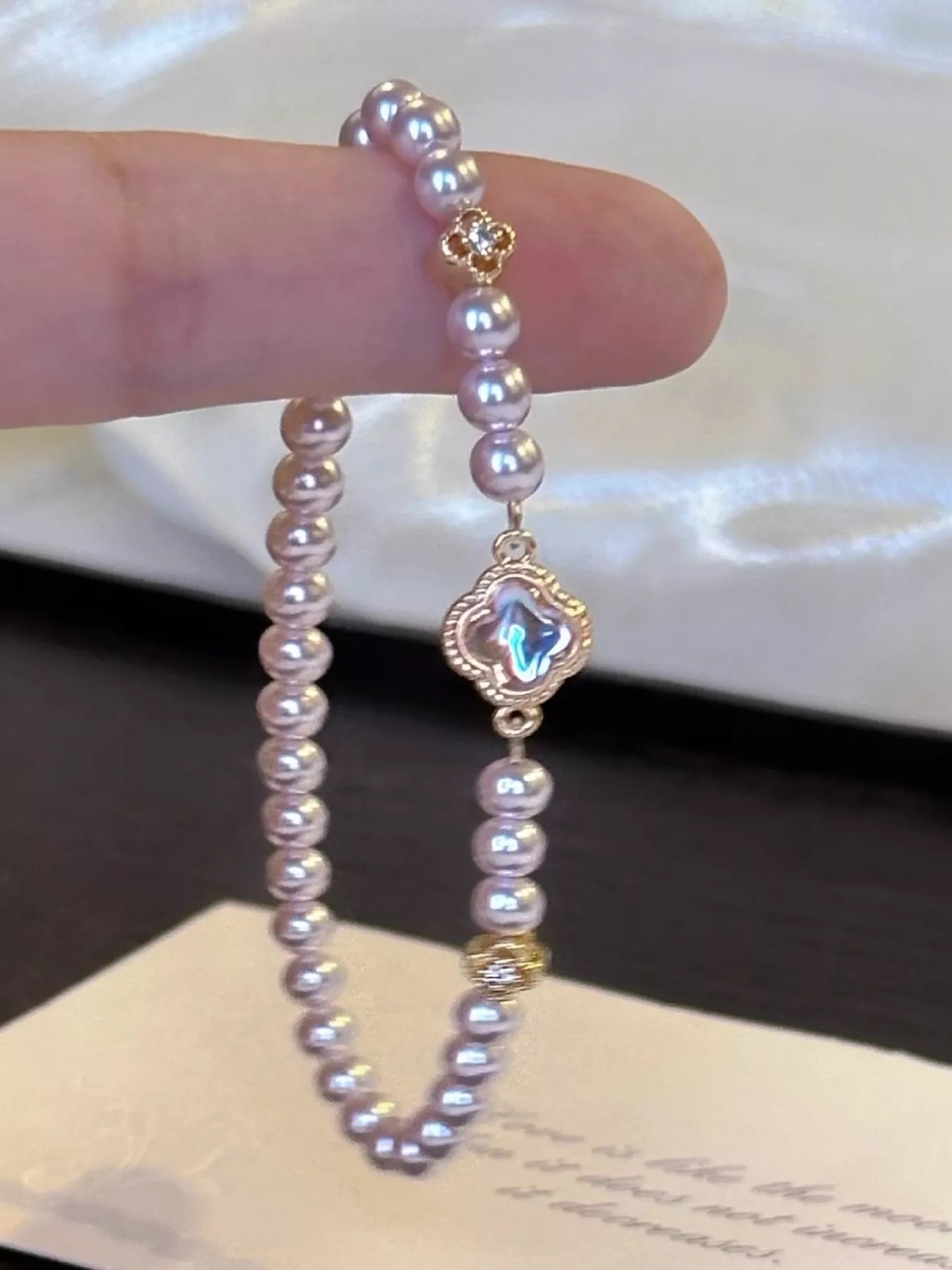 Pearl Clover Charm Bracelet