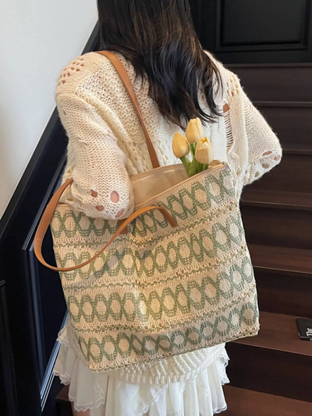 Woven Pattern Shoulder Bag