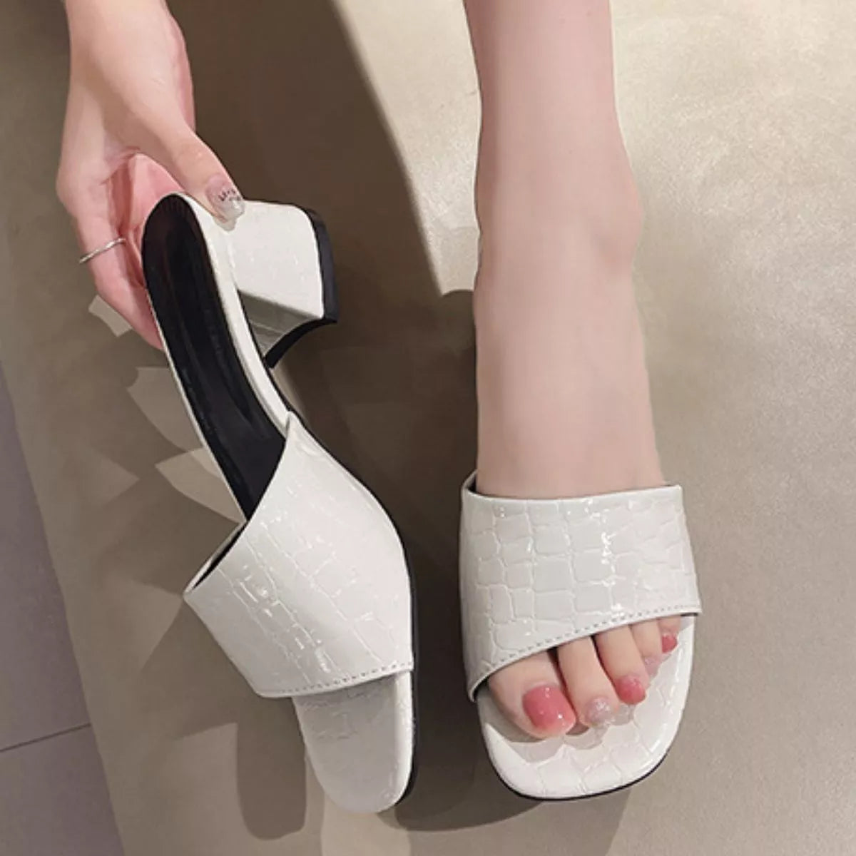 Open Toe Block Heels Sandals