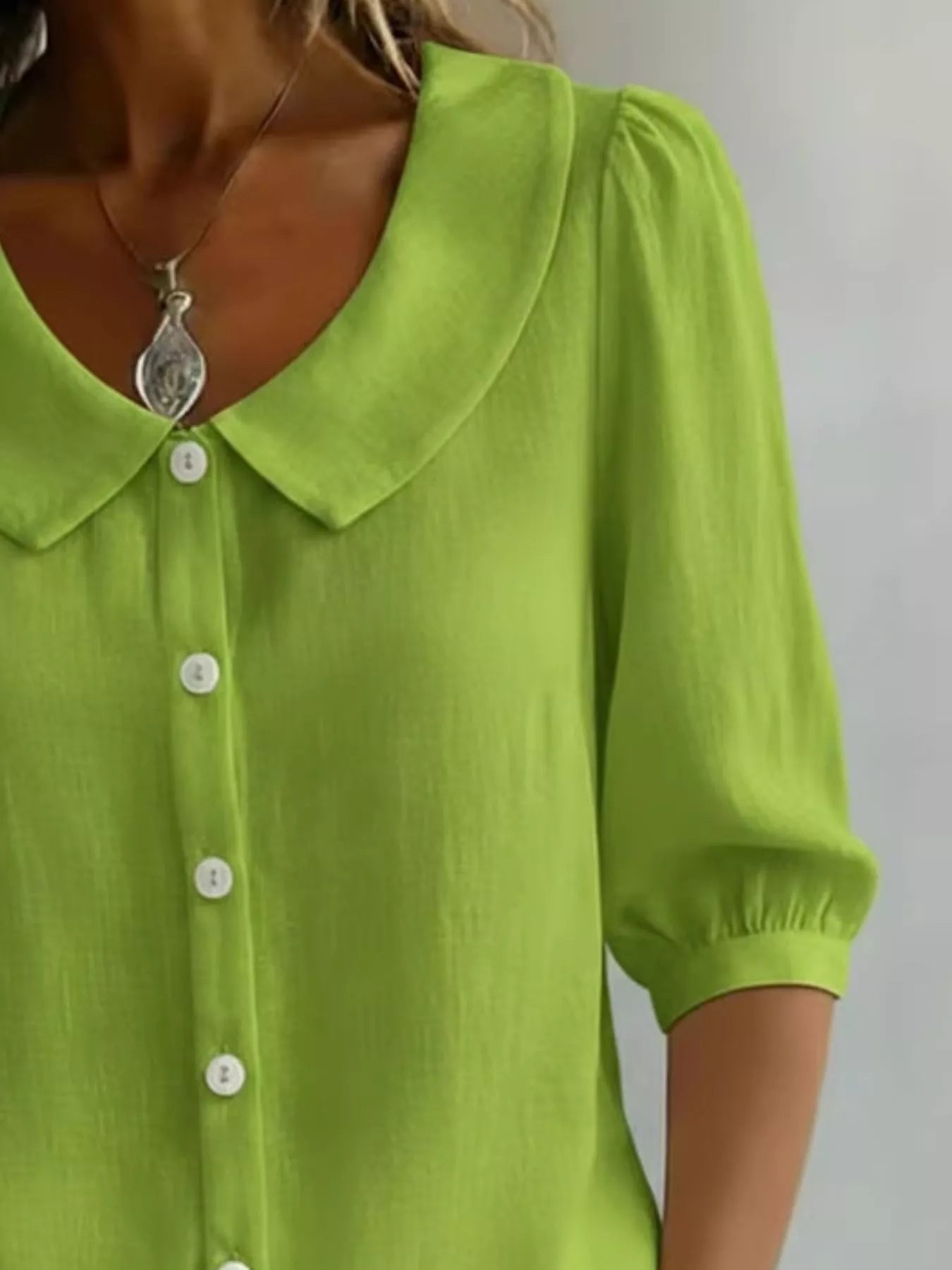 Full Size Peter Pan Collar Button Up Shirt Plus Size