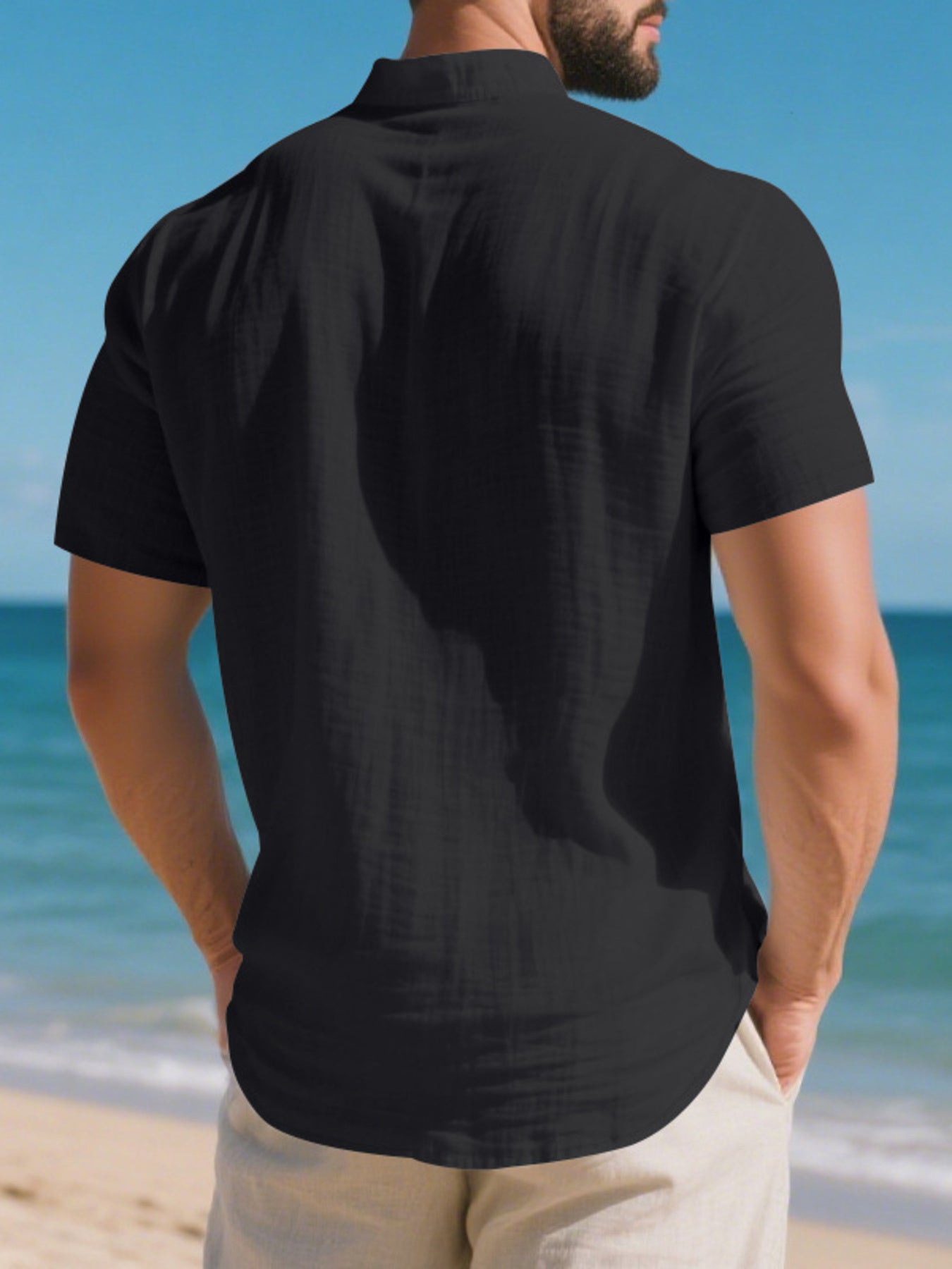 Men's Full Size Button Detail Short Sleeve Shirt Plus Size