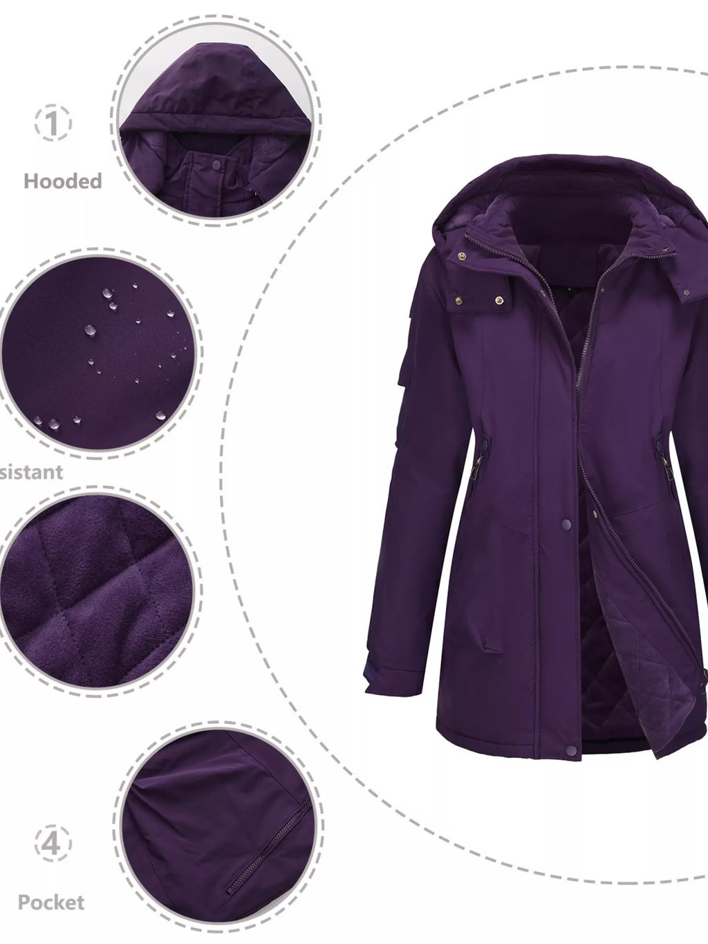 Full Size Hooded Mid-Length Windproof Outerwear Plus Size