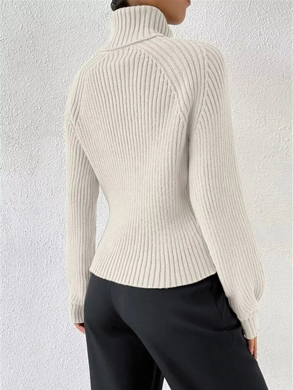 Ribbed Knit Turtleneck Sweater