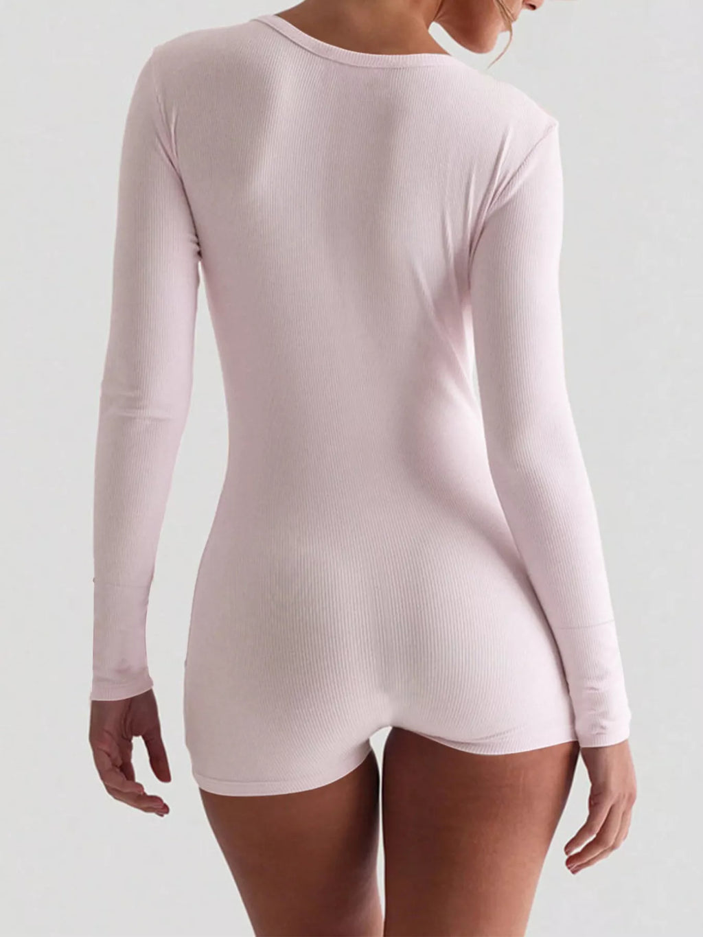 Ribbed Knit Long Sleeve Romper